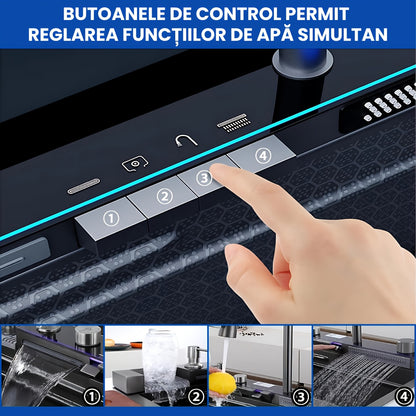 Keukenspoelbak – Spoelbak RVS – Onderbouwspoelbak – Keukensink – Spoeltafel – Gun Grey RVS – Digitale Display – Nano Coating & Rechthoekig Design