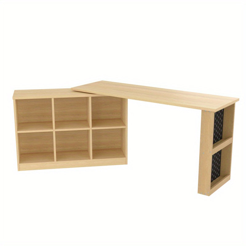 Bureau – Bureautafel – Computertafel – Werkplek – Kantoormeubel – Multifunctioneel Met 6 Opbergvakken – Robuust MDF Tafelblad 140x104x75 cm