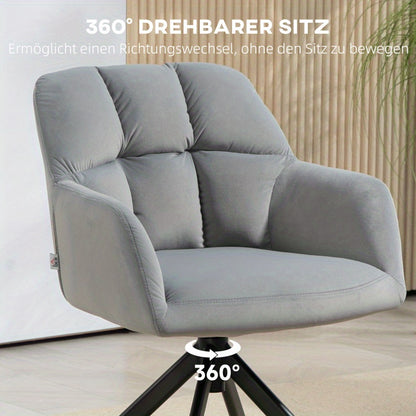 Draaifauteuil – Lounge Stoel – Rotatiefauteuil – Relaxstoel – Fauteuil Met Fluweel Bekleding – Grijs – 360° Draaibaar – Met Metalen Poten