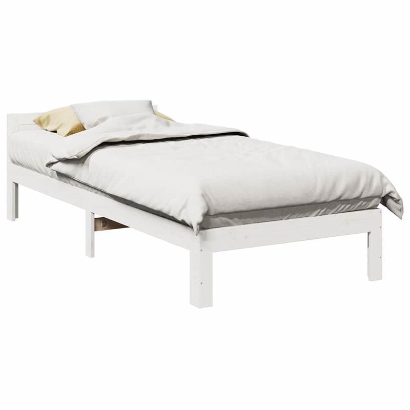 Bedframe – Bedbodem – Bedonderstel – Onderstel – Ledikant – Wit – 90x200 cm – Hardhouten Stevig Design – Vooraf Gemonteerd