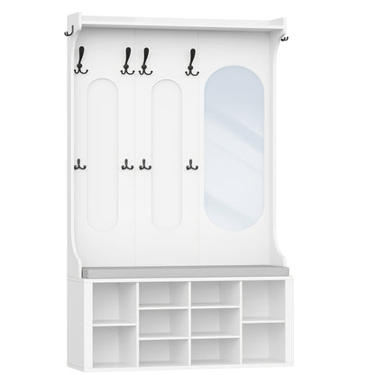Kapstok – Schoenenrek – Garderobekast – Wandkapstok – Halmeubel – Wit – 5-in-1 Multifunctioneel Design – Verstelbare Planken