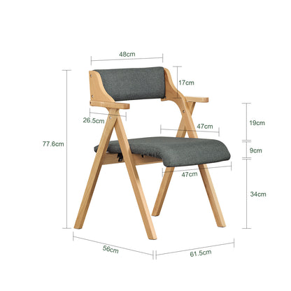 Folding Wooden Chair with Cushion – Pre-Assembled, Space-Saving Dining and Kitchen Chair, Padded Wooden Chair for Guests, Office, Balcony, Wedding, or Garden, Compact Folding Chair FST98