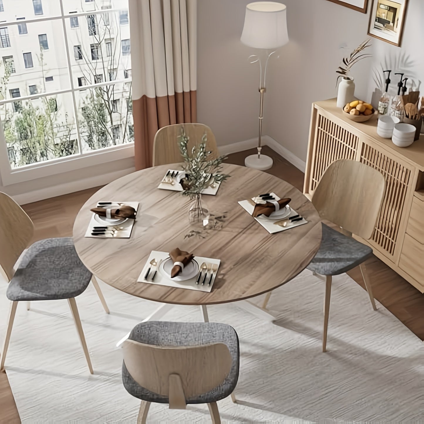 Ronde Eettafel – Ronde Tafel – Houten Tafel – Keukentafel – Eettafel Rond – 120 cm Diameter – Walnoothouten Blad Met Zwarte Metalen Poten