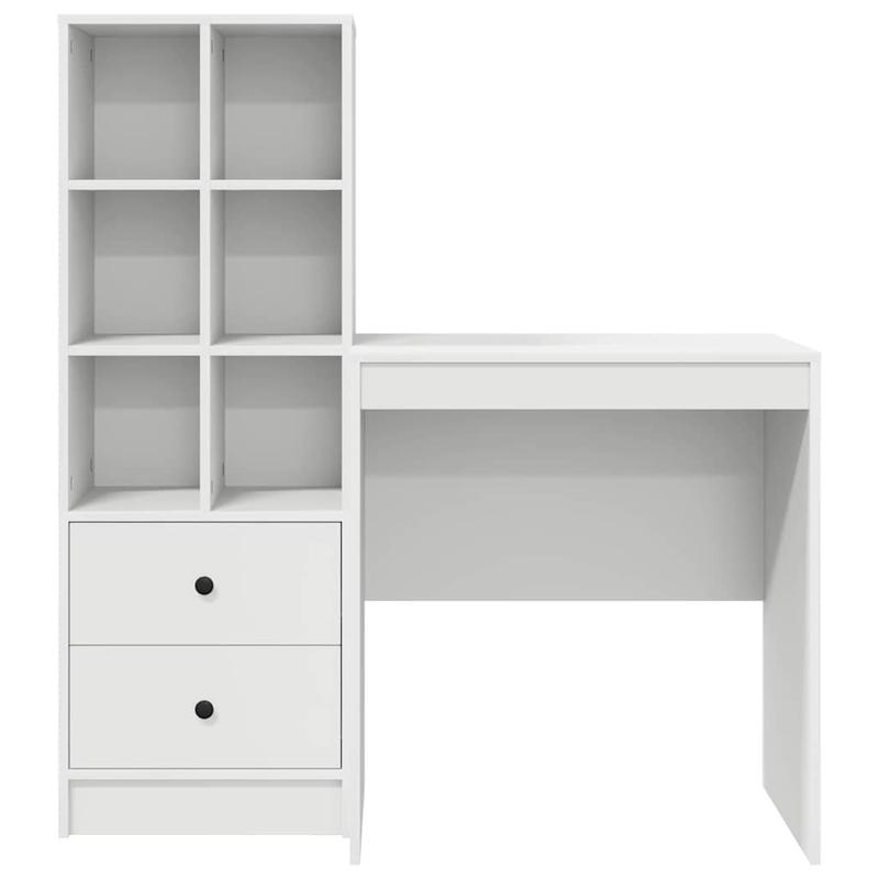 Desk with storage space with shelf 2pcs white 70 x 50 x 76cm Sleek exterior, ample storage space, sturdy and smooth, featuring a minimalist yet functional design., Study Table, Contemporary Desk, Modern Furniture, Robust Buil