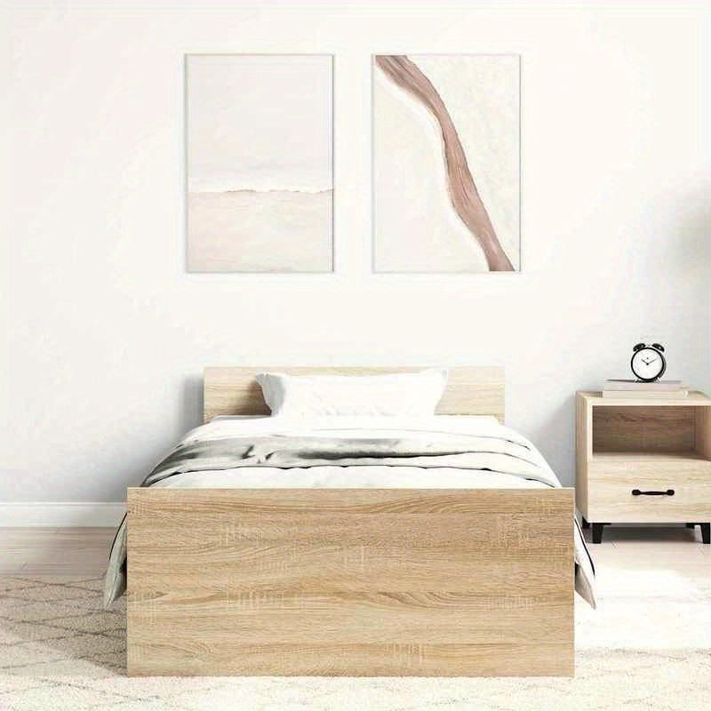 Bedframe Oak – Bedframe 100x200 – Eenpersoonsbed – Ledikant – Jongenskamerbed – Massief Hout – Modern Minimalistisch – Eenvoudige Montage – Duurzaam Natuurlijk Design