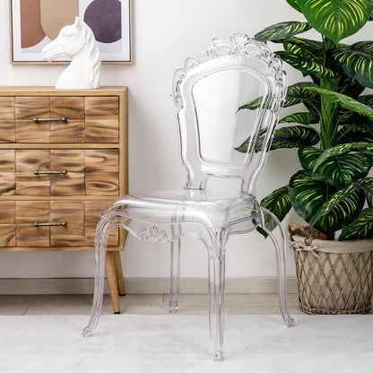 Transparante Stoelen – Doorzichtige Eetkamerstoelen – Polycarbonaat Stoelen – Design Krukken – Comfortabele Zitplaatsen – Ergonomische Rugleuning – Stevige L-vormige Poten