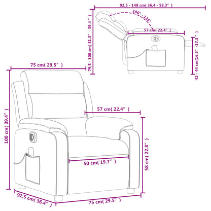 Elektrische Relaxfauteuil – Relaxstoel – Ligstoel – Zithoekstoel – Powerstoel – Zwart – Fluwelen Bekleding – Elektrisch Verstelbaar tot 135 Graden