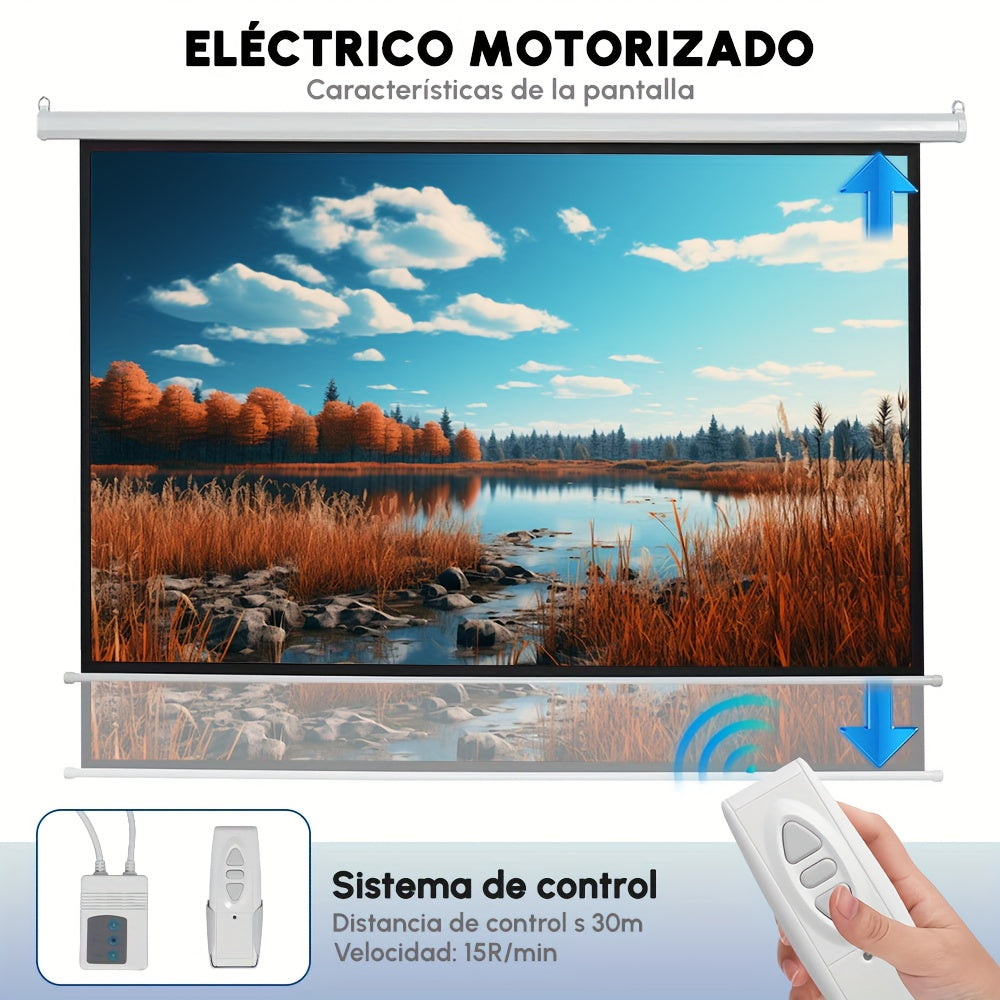Projectiescherm – Beamerscherm – Projectiedoek – Projectorscherm – Elektrisch Scherm – 3,05 Meter – Afstandsbediening – Wand- en Plafondmontage