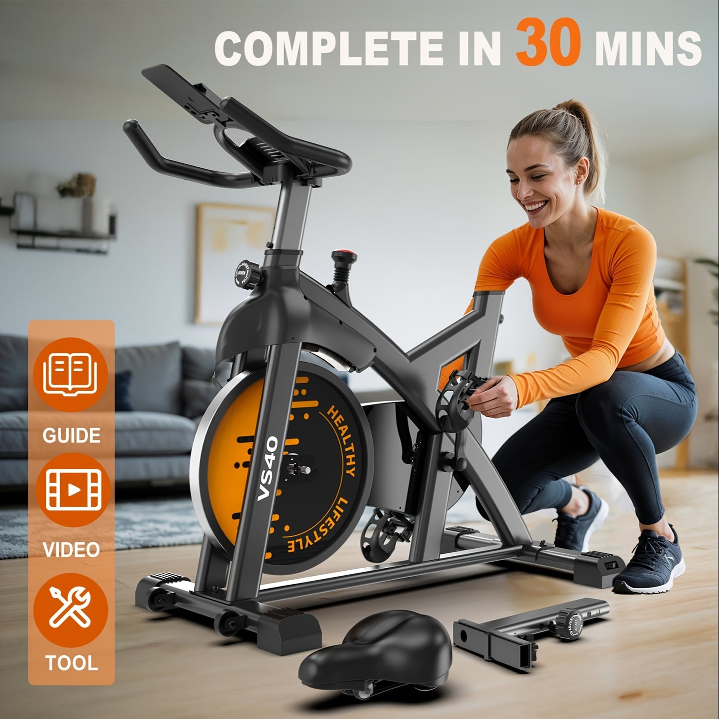 MettleMatic VS40 Exercise Bike Designed for the Whole Family, Magnetic Ergometer, 300W Torque, Large Tablet Holder, Max Load 150kg