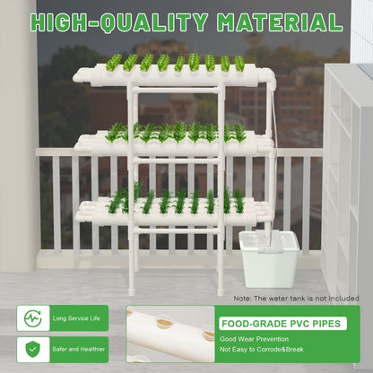 Hydroponische Kweekset – Verticale Tuin – Hydrocultuur Systeem – Kruidentuin – Groentekweker – Wit PVC – 108 Plantplaatsen – Waterbesparend & Ruimtebesparend