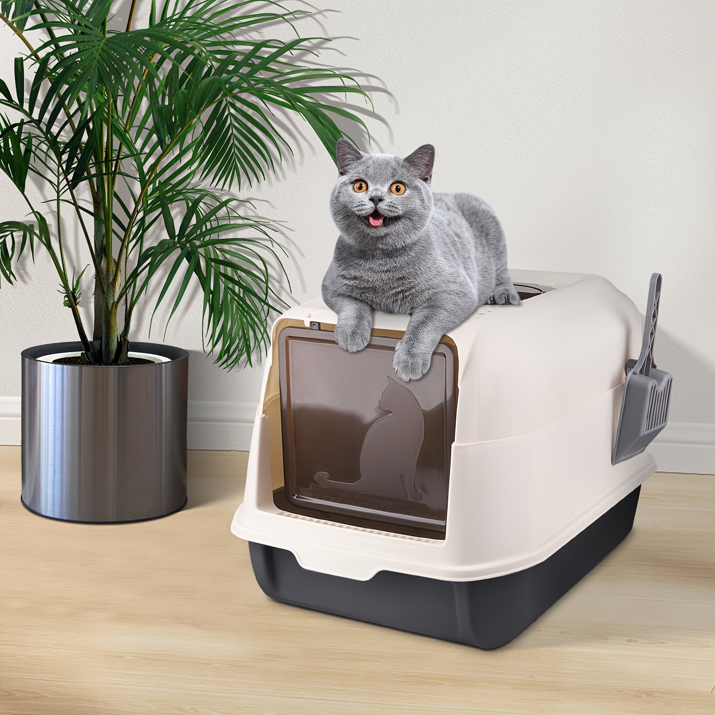 Kattenbak – Kattenbakje – Katten Toilet – Huisdier Toilet – Open Gesloten Design – 36x51x34 cm – Duurzaam PP Materiaal – Vermindert Strooisel Met 40%
