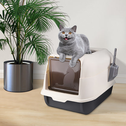 Kattenbak – Kattenbakje – Katten Toilet – Huisdier Toilet – Open Gesloten Design – 36x51x34 cm – Duurzaam PP Materiaal – Vermindert Strooisel Met 40%