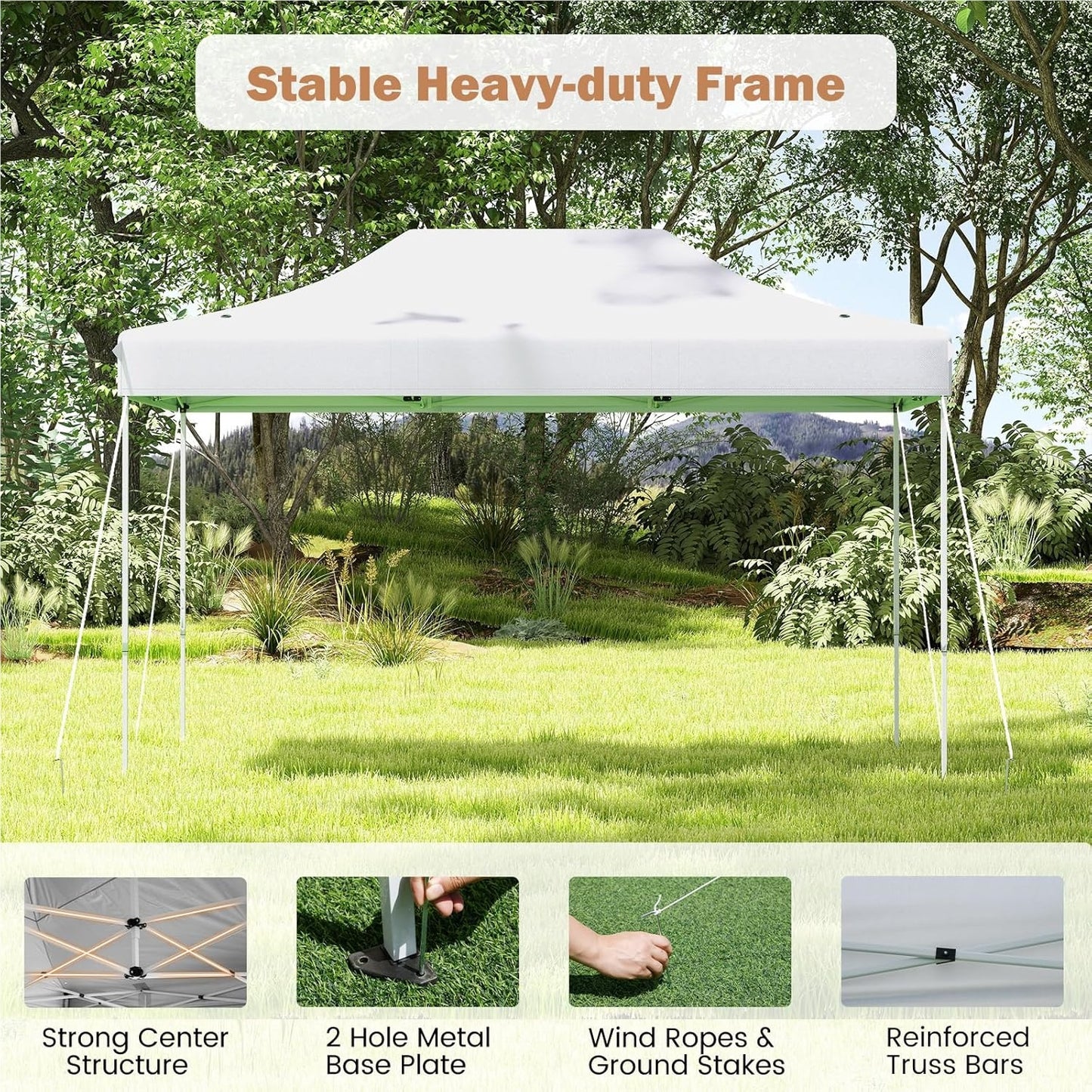 Pop-up Pavilion – Tent – Partytent – Tuinpaviljoen – Opvouwbare Overkapping – 3 x 4,5 Meter – Waterafstotend Oxford Polyester – Verstelbare Hoogte met Draagtas en Wieltjes – Wit