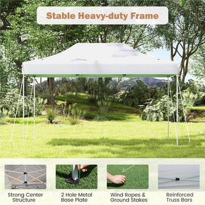 Pop-up Pavilion – Tent – Partytent – Tuinpaviljoen – Opvouwbare Overkapping – 3 x 4,5 Meter – Waterafstotend Oxford Polyester – Verstelbare Hoogte met Draagtas en Wieltjes – Wit