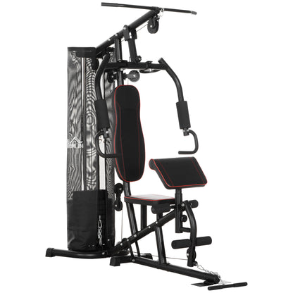 Home Gym – Krachtstation – Fitnessapparaat – Trainingsrek – Fitnessstation – Zwart – Stalen Constructie – 10 Instelbare Gewichten