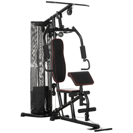 Home Gym – Krachtstation – Fitnessapparaat – Trainingsrek – Fitnessstation – Zwart – Stalen Constructie – 10 Instelbare Gewichten