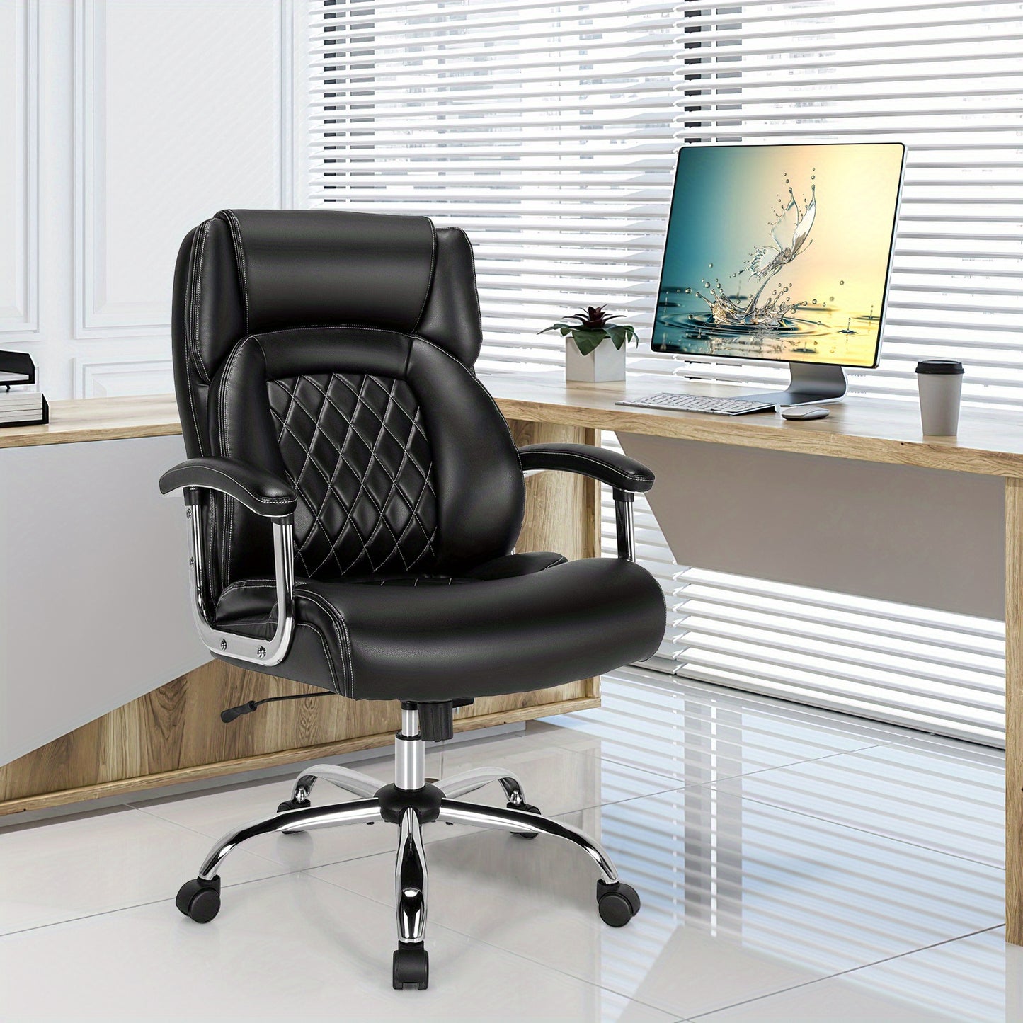 Bureaustoel – Office Chair – Ergonomische Stoel – Bureaustoelen – Computerstoel – Verstelbare Hoogte & Rugleuning – Zware Metalen Basis tot 181 kg