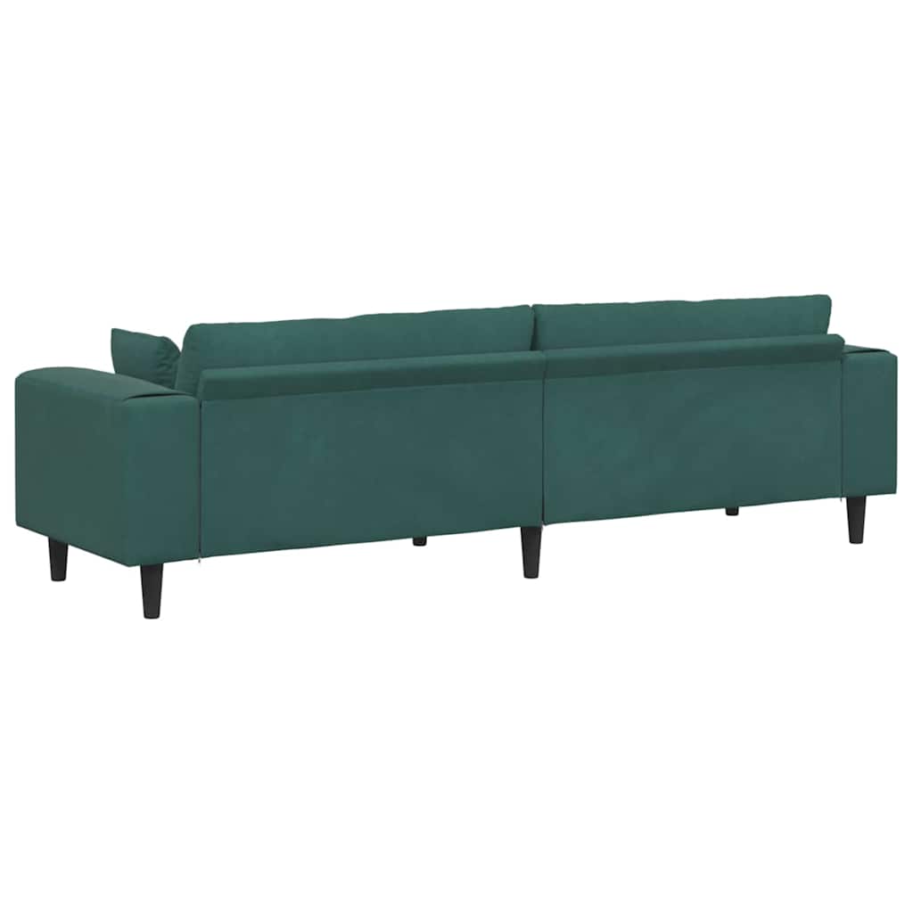 Bankstel – Hoekbank – Slaapbank – Zitbank – 3-zitsbank – Velvet Bekleding – Inclusief Ottoman – Stevig Houten Frame – Zacht Schuimcomfort