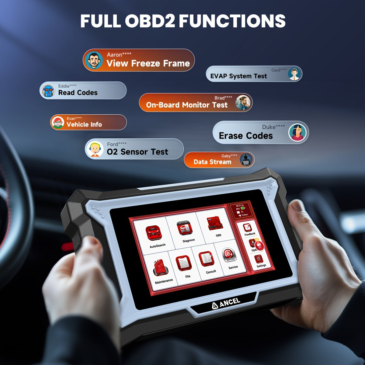 OBD2 Scanner – Autodiagnose Tool – Foutcode Reader – Diagnosetester – Auto Scanner – Uitlezen Motor & Airbagsystemen – Geen Batterij Nodig