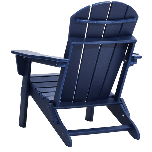 Adirondack Tuinstoel – Tuinfauteuil – Buitenstoel – Inklapbare Stoel – Navy Blauw – Weerbestendig Kunststof – Set Van 2