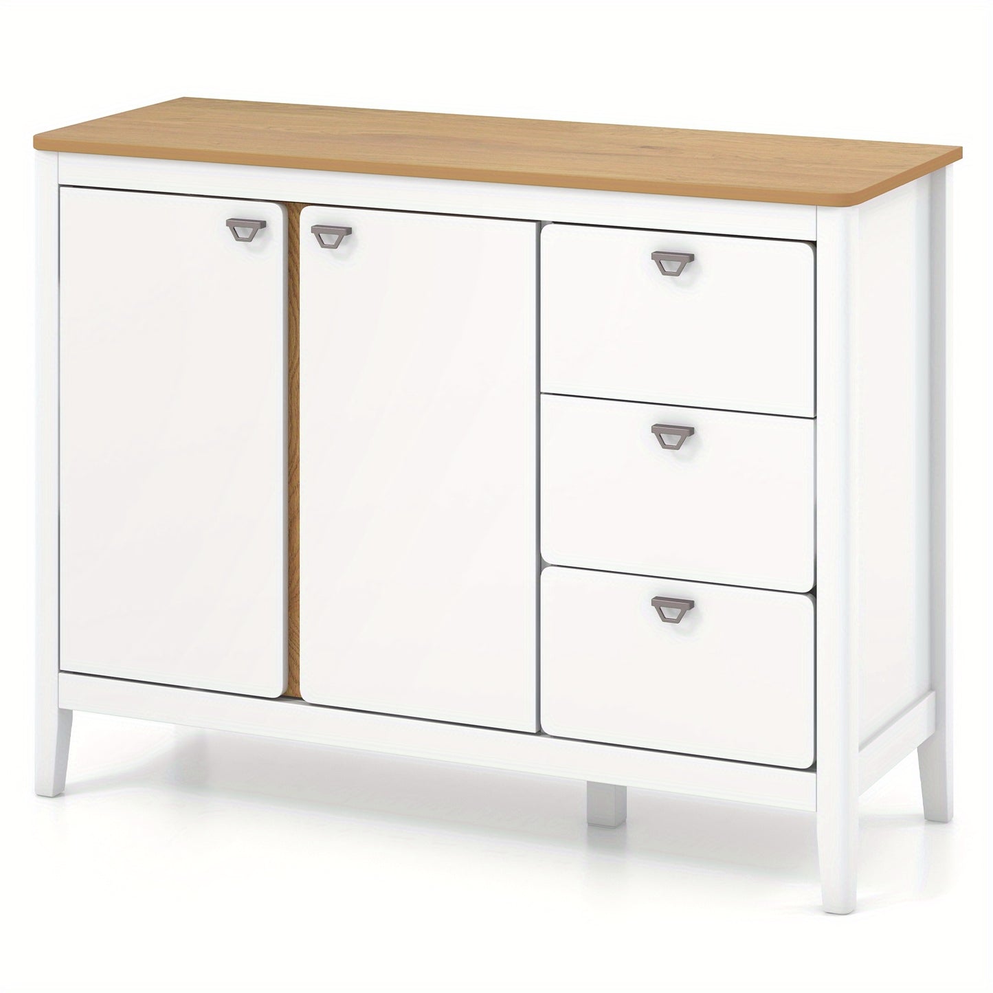 Buffetkast – Opbergkast – Keukenkast – Ladekast – Wit Houten Meubel – Anti-Kantelbeveiliging – Stevige MDF En Houtconstructie – 106x40x80 cm