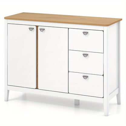 Buffetkast – Opbergkast – Keukenkast – Ladekast – Wit Houten Meubel – Anti-Kantelbeveiliging – Stevige MDF En Houtconstructie – 106x40x80 cm