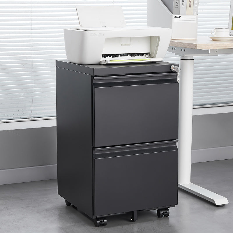 Lockerkast – Opbergkast – Kantoorkast – Ladeblok – Mobiele Lade – Zwart Metalen Kantoorlade – Met Slot – Volledig Uitrekbaar & Draagkracht 80kg
