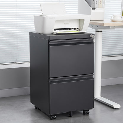 Lockerkast – Opbergkast – Kantoorkast – Ladeblok – Mobiele Lade – Zwart Metalen Kantoorlade – Met Slot – Volledig Uitrekbaar & Draagkracht 80kg
