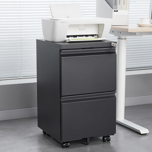 Lockerkast – Opbergkast – Kantoorkast – Ladeblok – Mobiele Lade – Zwart Metalen Kantoorlade – Met Slot – Volledig Uitrekbaar & Draagkracht 80kg