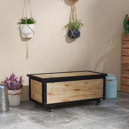 Opbergbox Tuin – Tuinkist – Tuinbox – Buitenkist – Tuinopberger – 121 Liter – Stevige Wielen – Weerbestendig Hout – Metalen Scharnieren – 100x50x43 cm