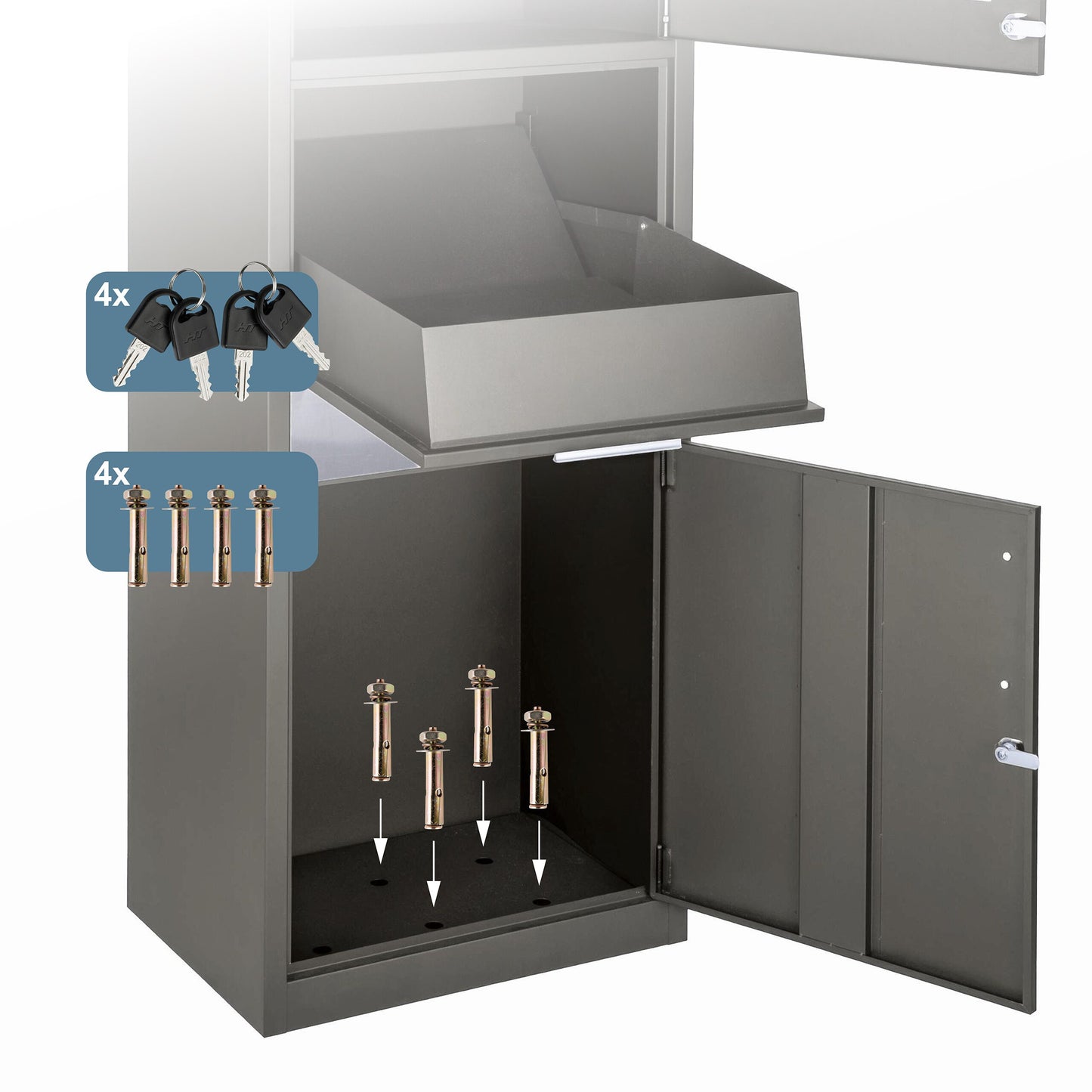 Brievenbus – Wandbrievenbus – Pakketbrievenbus – Pakketbox – Vrijstaande Brievenbus – Veilig Met Slot – Gepoedercoat Staal 50x112x37 cm