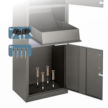 Brievenbus – Wandbrievenbus – Pakketbrievenbus – Pakketbox – Vrijstaande Brievenbus – Veilig Met Slot – Gepoedercoat Staal 50x112x37 cm