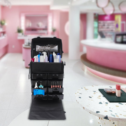 Makeup Train Case – Make-up Koffer – Beauty Case – Cosmeticatas – Make-up Organizer – Grote Capaciteit – Verstelbare Schouderband – Draagbare Trolley – Zwart