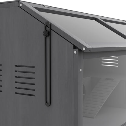 Knaagdierkooi – Kleine Dieren Kooi – Hamsterkooi – Gerbil Kooi – Muis Kooi – Donkergrijs – Grenenhout Met Acryl Front – 100x52x50 cm – Inclusief Ladders, Platform En Schommelbrug