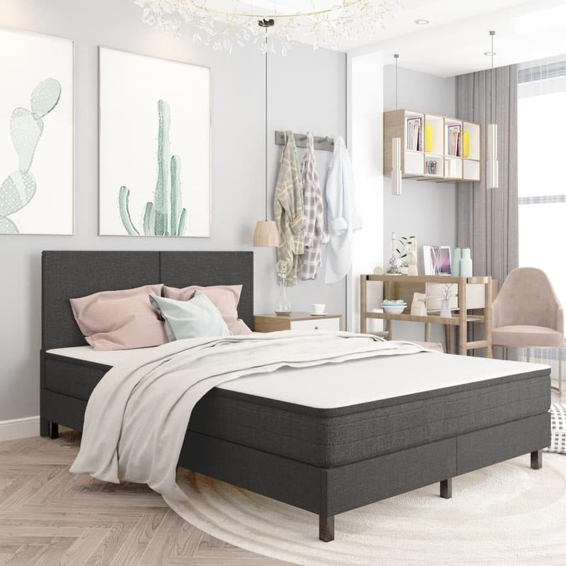 Boxspringbedframe – Boxspringbed – Bedframe – Slaapkamerbed – Bedonderstel – Modern Grijs – Queen Size 160x200 cm – Laag Profiel – Eenvoudig Monteren