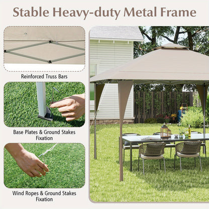Partytent – Feesttent – Tuintent – Paviljoen – Easy-Up Tent – 395x395 cm – Weerbestendig Oxford Polyester – Verstelbare Hoogte met Ventilatie