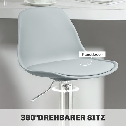Barkrukken – Barstoelen – Keukenkrukken – Stoelen – Krukken – Verstelbare Hoogte – 360° Draaibaar – Met Voetsteun – Kunstleren Bekleding – Stalen Frame – Set van 2 – Zwart