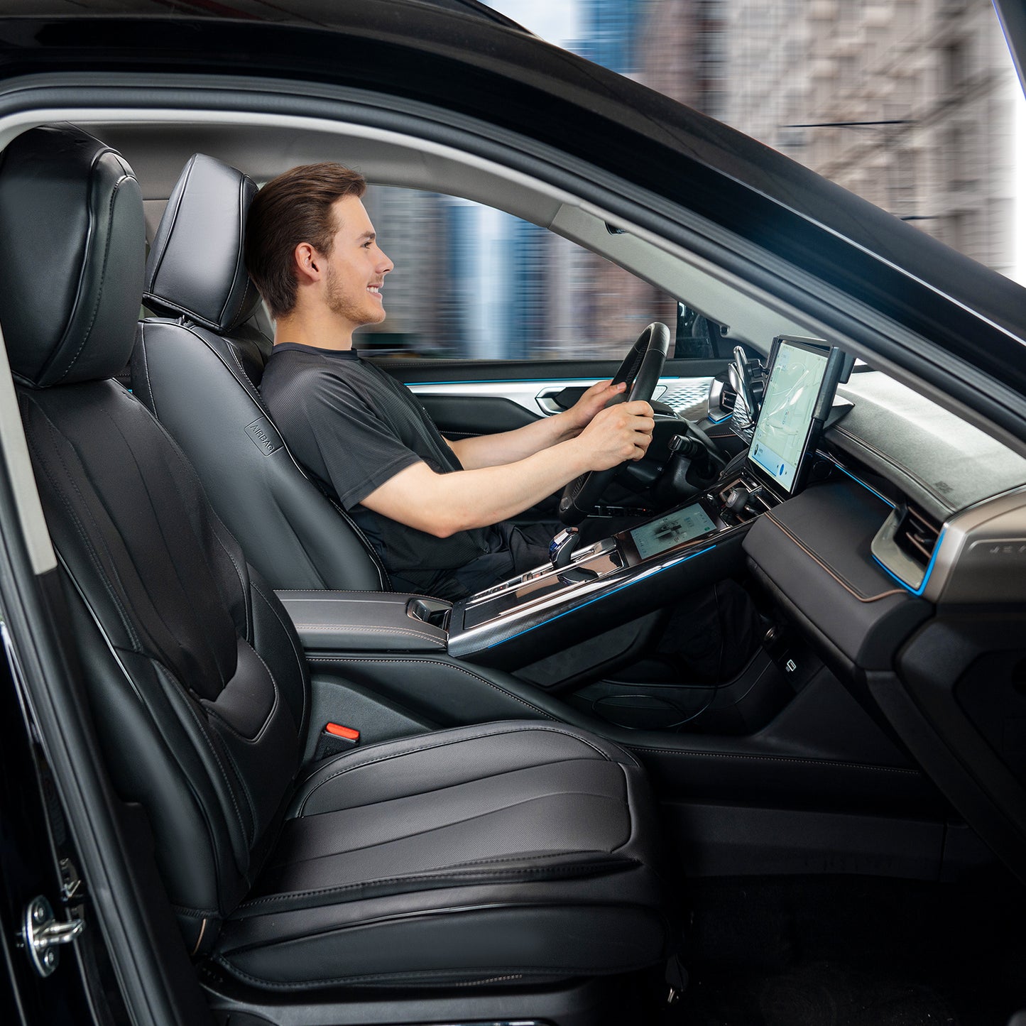 Autostoelhoes – Stoelhoes – Stoelhoezenset – Autostoelbeschermer – Autostoelhoes – Universeel Voorstoelen – Kunstleer – Airbagcompatibel – Volledig Omsloten Design