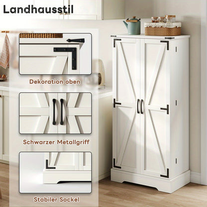 Opbergkast – Opbergmeubel – Kast – Bergkast – Woonkamerkast – Wit MDF – 2 Draaideuren Met Verstelbare Planken – Stevig Houten Frame 60x35x128,5 cm