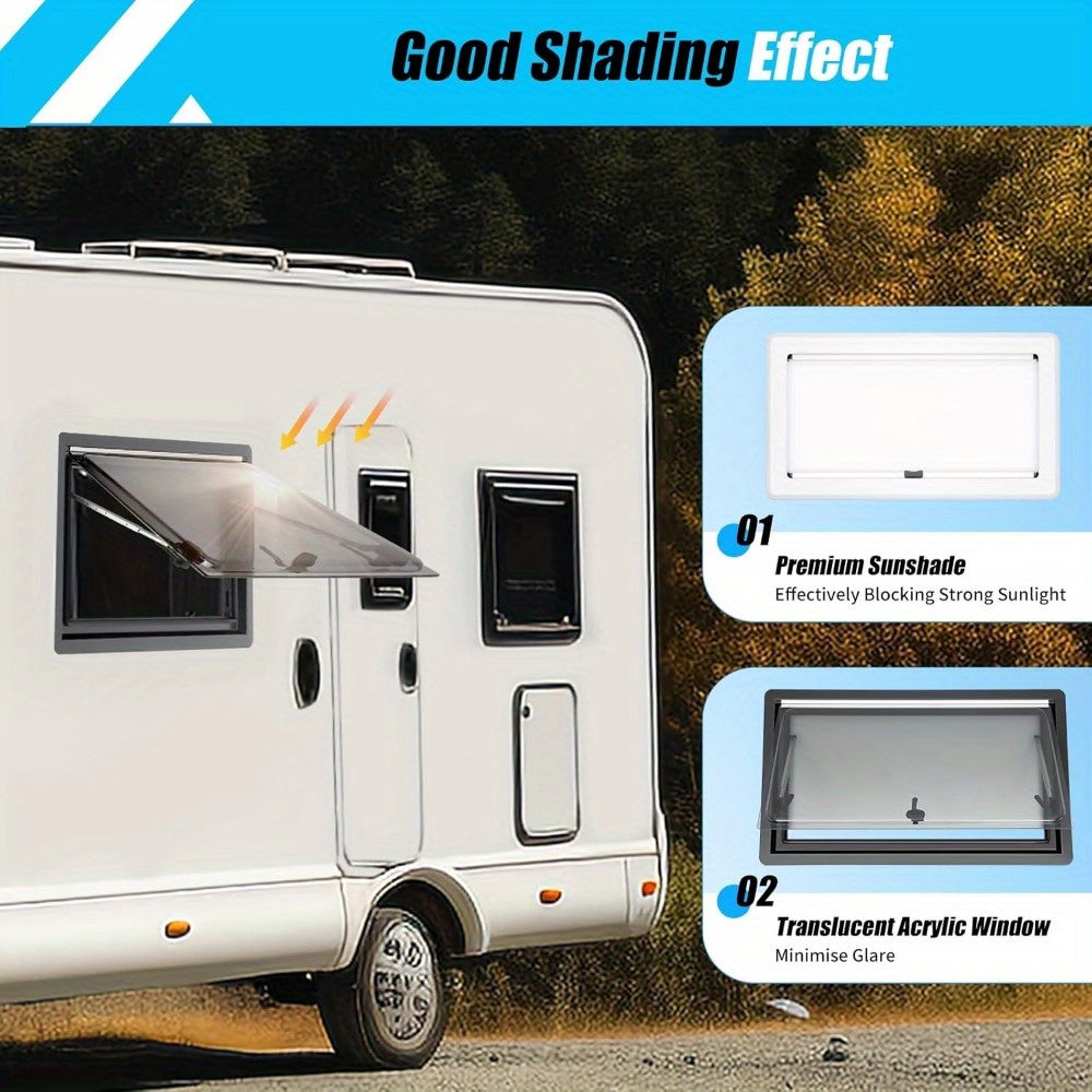 Camperraam – Uitzetraam – Caravanraam – Zijraam – Ventilatieraam – Aluminium Frame – Acrylglas – Handmatige Zwengelbediening – Nooduitgang – 92,5x53 cm