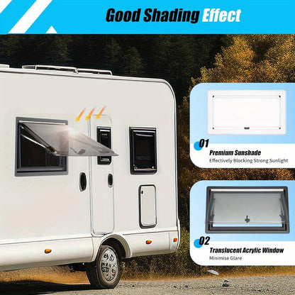 Camperraam – Uitzetraam – Caravanraam – Zijraam – Ventilatieraam – Aluminium Frame – Acrylglas – Handmatige Zwengelbediening – Nooduitgang – 92,5x53 cm