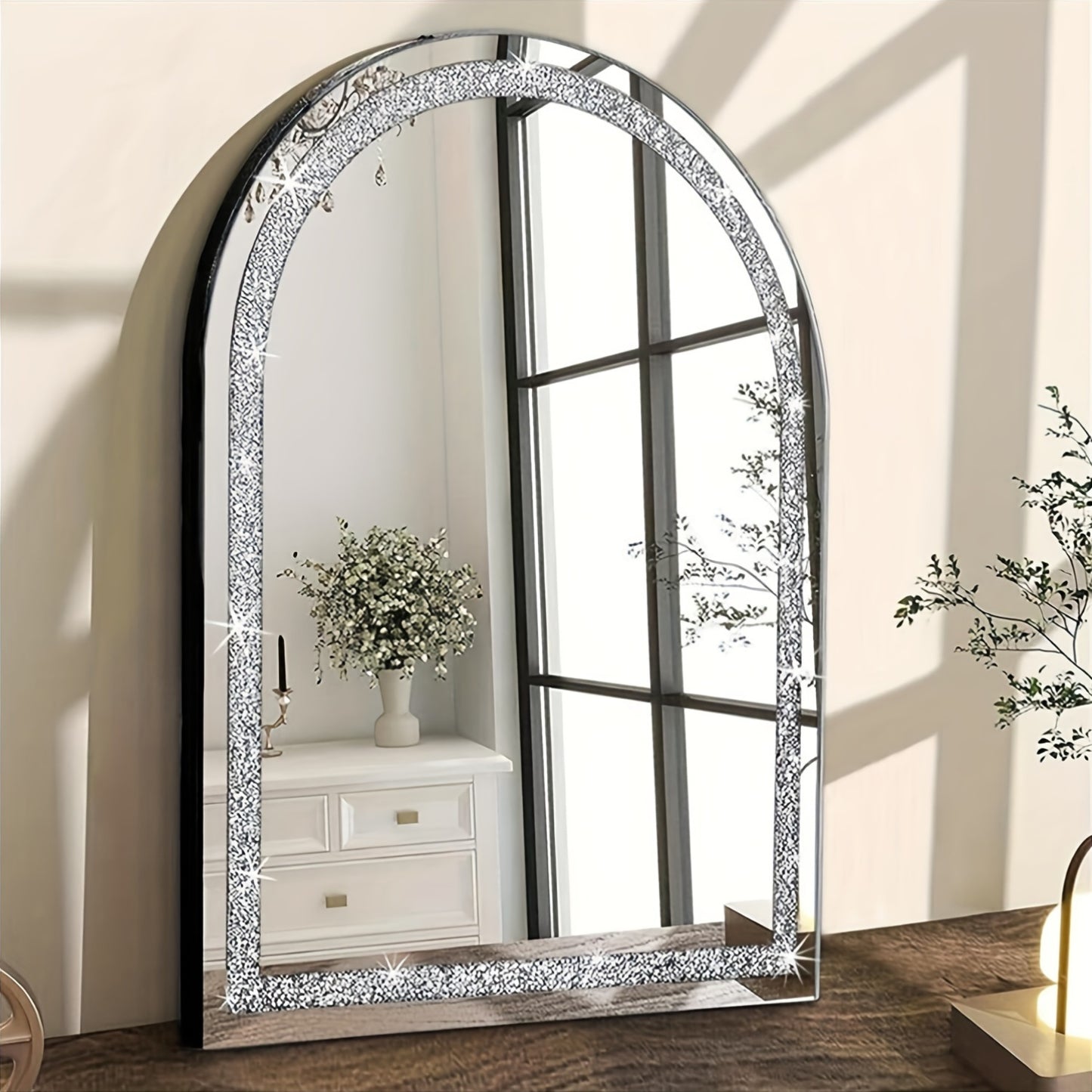 Wandspiegel – Passpiegel – Badkamerspiegel – Hangspiegel – Woonspiegel – Boogvormig Design – 60x90 cm Kristalhelder Glas