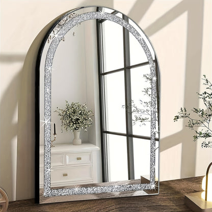 Wandspiegel – Passpiegel – Badkamerspiegel – Hangspiegel – Woonspiegel – Boogvormig Design – 60x90 cm Kristalhelder Glas