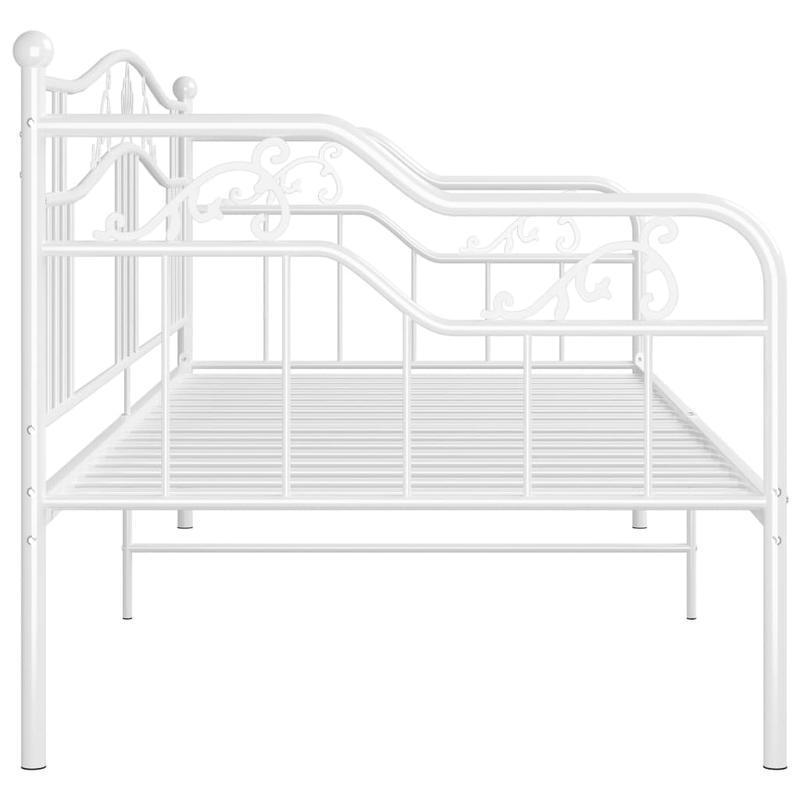 Metalen Bedframe – Bedframe – Sofa Bed – Slaapbank – Gastenkamer Bed – Wit – 90x200 cm – Inklapbaar & Duurzaam – Houten Latten Ondersteuning