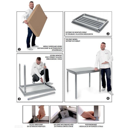 RVS Wandtafel met Dubbele Spoelbak en Draaibare Plank 100x70x85 cm – Roestvrijstalen Aanrecht met Onderlegger, Backsplash en Verstelbare Poten voor Professionele Keuken of Werkplaats