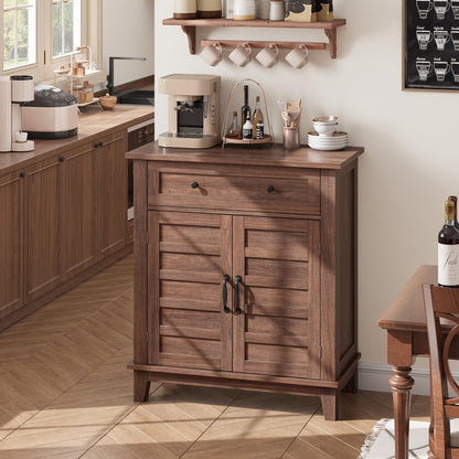 Sideboard – Dressoir – Opbergkast – Kast – Wandmeubel – Modern Design – MDF Hout – 91,5 cm Hoog – 2 Compartimenten Met Lades – Bruin