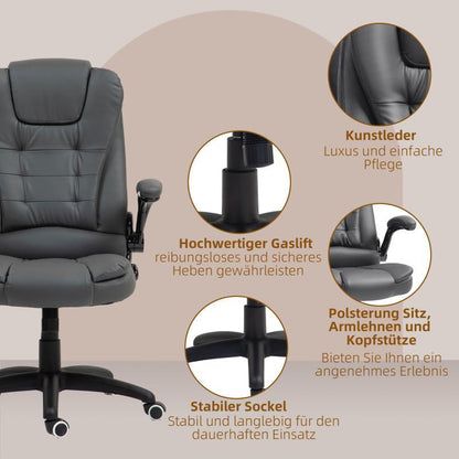 Ergonomische Bureaustoel – Bureaustoel Met Hoge Rugleuning – Kantoorstoel – Werkstoel – Deskchair – Verstelbare Armleuningen – Stevig PVC Frame – Comfortabele Zithouding