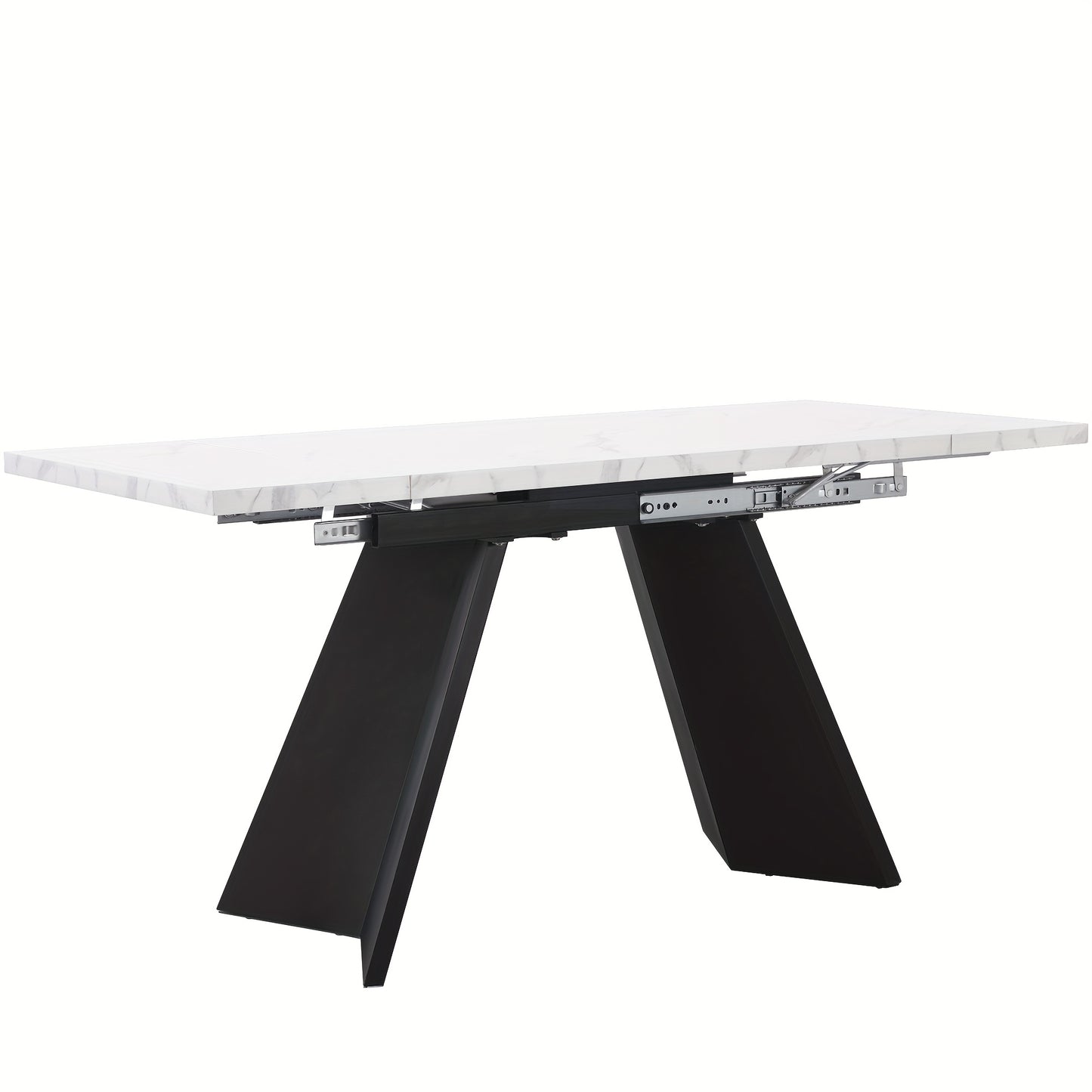Uitklapbare Tafel – Klaptafel – Vouwtafel – Eettafel – Uitschuifbare Tafel – Ruimtebesparend Design – Wit Tafelblad Met Zwarte Metalen Poten