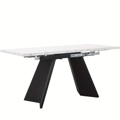 Uitklapbare Tafel – Klaptafel – Vouwtafel – Eettafel – Uitschuifbare Tafel – Ruimtebesparend Design – Wit Tafelblad Met Zwarte Metalen Poten