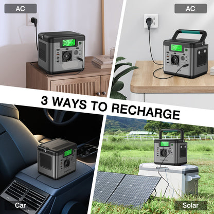 Draagbare Powerstation – Mobiele Accu – Noodstroomvoorziening – Camping Accu – 518Wh Batterij – 500W Sinusgolf Uitgang